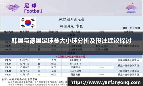 韩国与德国足球赛大小球分析及投注建议探讨